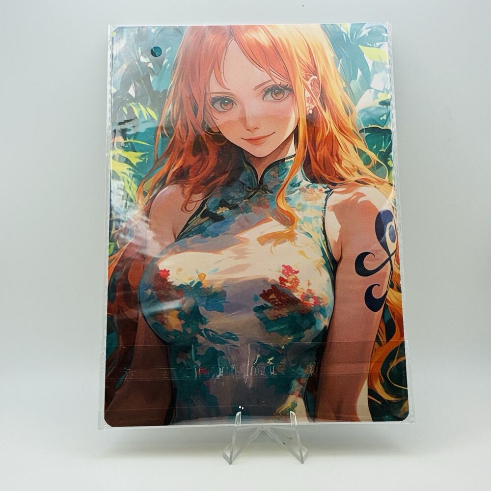 Nami Waifu Card โ One Piece Anime Floral Cheongsam A5 Board Print
